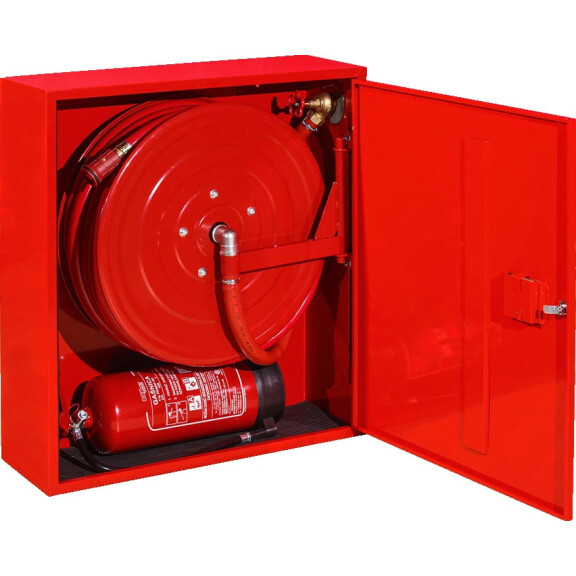 Hydrant wewnętrzny DN25 z wężem półsztywnym z miejscem na gaśnicę pod spodem