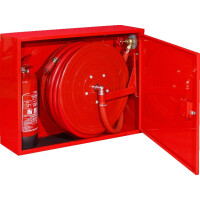 Hydrant wewnętrzny DN25 z wężem półsztywnym z miejscem na gaśnice obok