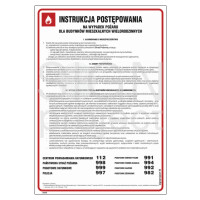 Znak "Instrukcja postępowania w przypadku powstania pożaru dla budynków mieszkalnych wielorodzinnych" Signproject