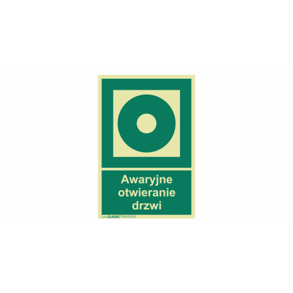 Znak "Awaryjne otwieranie drzwi" Bold