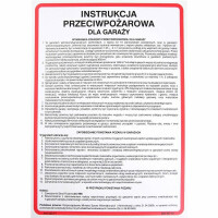 Znak "Instrukcja przeciwpożarowa dla garaży" Kenlight