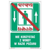 Znak "Nie korzystać z windy w razie pożaru" Signproject