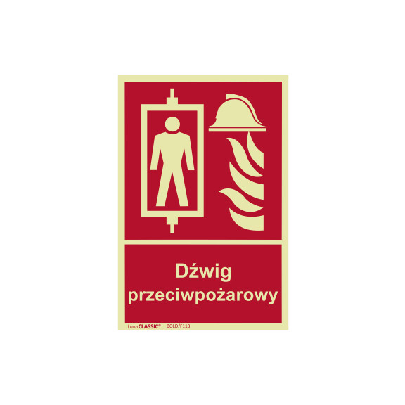 Znak "Dźwig przeciwpożarowy" Bold
