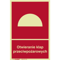 Znak "Otwieranie klap przeciwpożarowych" Bold