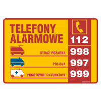 Znak "Tabliczka telefonów alarmowych" Signproject