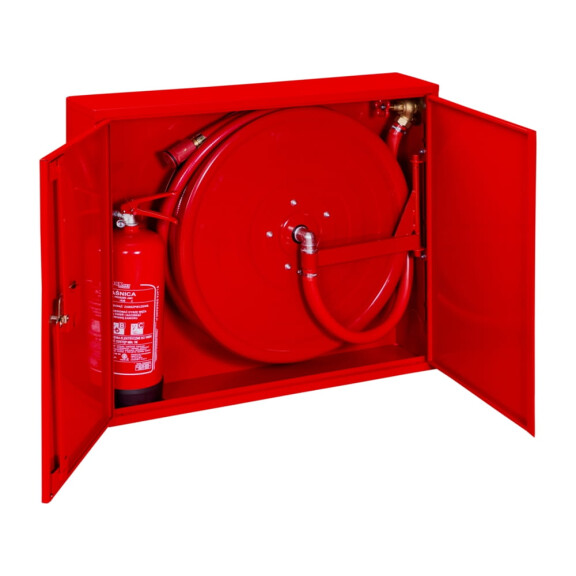 Hydrant wewnętrzny DN25 smukły z miejscem na gaśnicę obok BOXMET