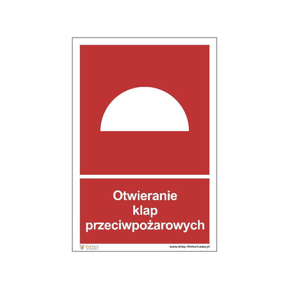 Znak "Otwieranie klap przeciwpożarowych" Signproject