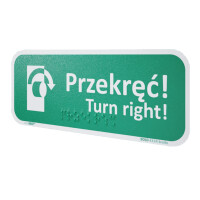 Znak "Przekręć by otworzyć (prawy)" z Braille`m Bold