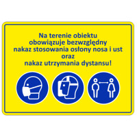 Znak "Nakaz stosowania osłony twarzy i dystansu" Bold