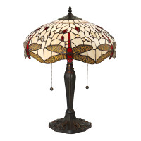 64085 Tiffany Dragonfly beige 2lt lampa stołowa Interiors1900 - MEGA rabaty w koszyku %