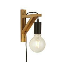 EU95042BR drewnoy Kinkiet - drewno &amp; czarny Metal Searchlight