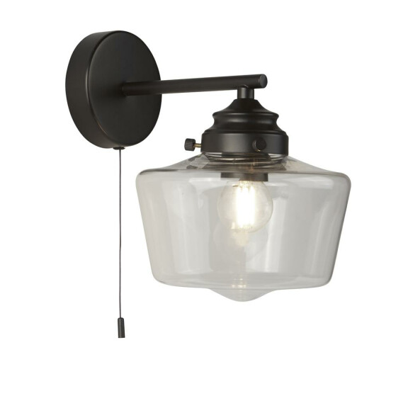 8708-1BK School House Kinkiet - czarny Metal &amp; szkło opal Searchlight
