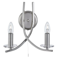 4162-2SS Ascona 2Lt Kinkiet -satyna srebrny &amp; Clear szkło Sconces Searchlight