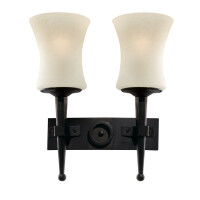 0812-2BK Cartwheel 2Lt Kinkiet - Wrought Iron &amp; Sanded szkło Searchlight