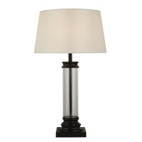 EU5141BK Pedestal Lampa stołowa - czarny Metal, szkło &amp; Fabric Shade Searchlight