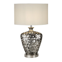 EU4852CC Network Large Lampa stołowa Chrome with biały Oval Shade Searchlight