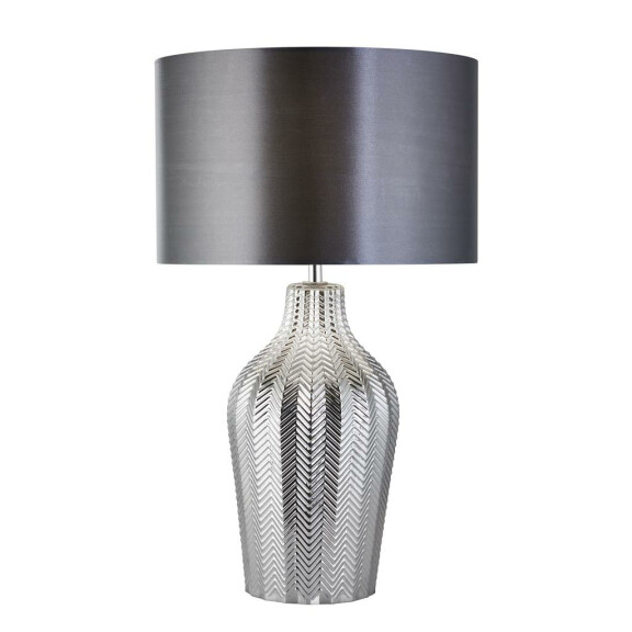 EU3452SM Chevron Lampa stołowa - Smoked Ribbed szkło with Grey Shade Searchlight