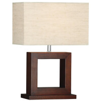 EU9000 Calven Lampa stołowa - Dark drewno Base &amp; Linen Shade Searchlight