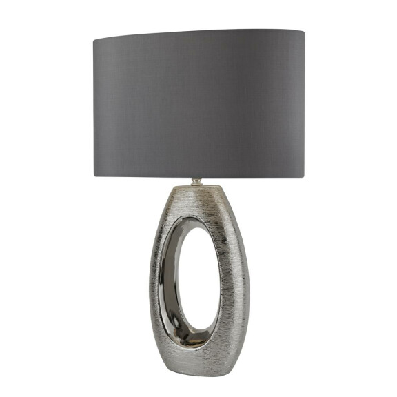 EU1213CC Artisan Lampa stołowa - Ceramic Chrome Base &amp; Faux Silk Shade Searchlight