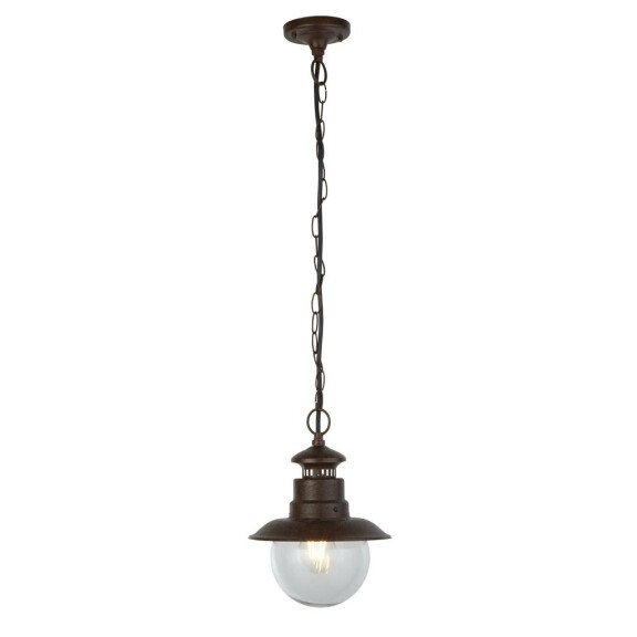 7653RU Station Lampa wisząca ogrodowa - Rustic brązowy &amp; Clear szkło, IP44 Searchlight