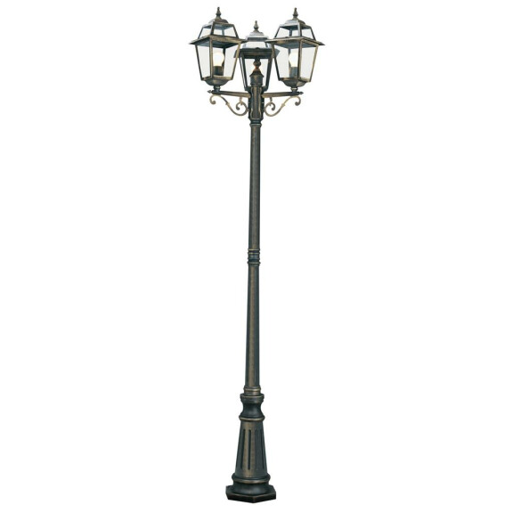 1528-3 New Orleans 3LT 230cm Słupek ogrodowy - czarny złoty, szkło, IP44 Searchlight