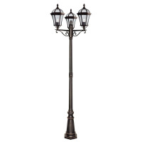 1569-3 Capri 3Lt Słupek ogrodowy - Aluminium, Rustic brązowy &amp; szkło Searchlight