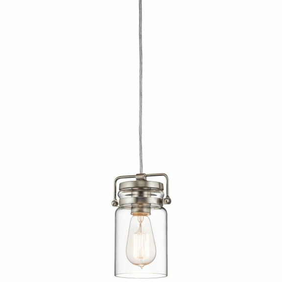 KL-BRINLEY-MP-NI Brinley 1 Light Mini lampa wisząca – nikiel szczotkowany Elstead - Mega RABATY w koszyku %