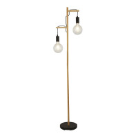 EU95041-2BR drewnoy 2Lt Lampa podłogowa - drewno &amp; czarny Metal Searchlight