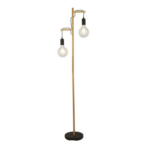 EU95041-2BR drewnoy 2Lt Lampa podłogowa - drewno &amp; czarny Metal Searchlight