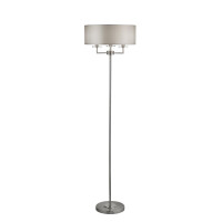 EU4789SS Knightsbridge 3Lt Lampa podłogowa - satyna srebrny &amp; Silk Shade Searchlight