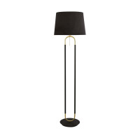 EU41432SB Jazz Lampa podłogowa - satyna Brass, czarny &amp; czarny Velvet Shade Searchlight
