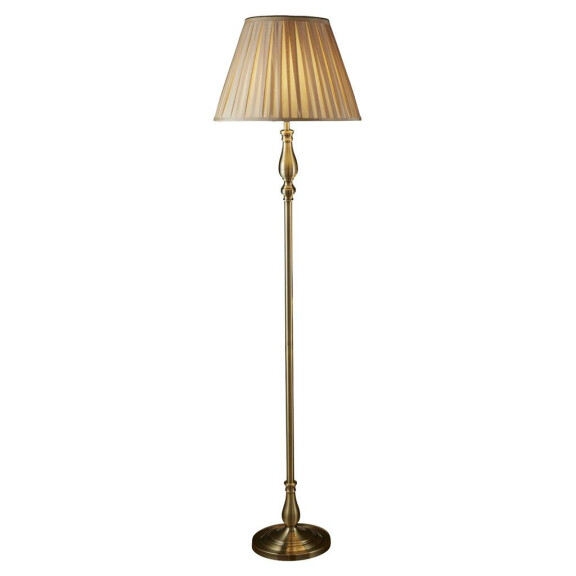 EU5029AB Flemish Lampa podłogowa - antyczny mosiądz &amp; Mink Pleated Shade Searchlight