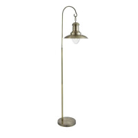 EU6502AB Fisherman Lampa podłogowa - antyczny mosiądz &amp; Clear szkło Shade Searchlight
