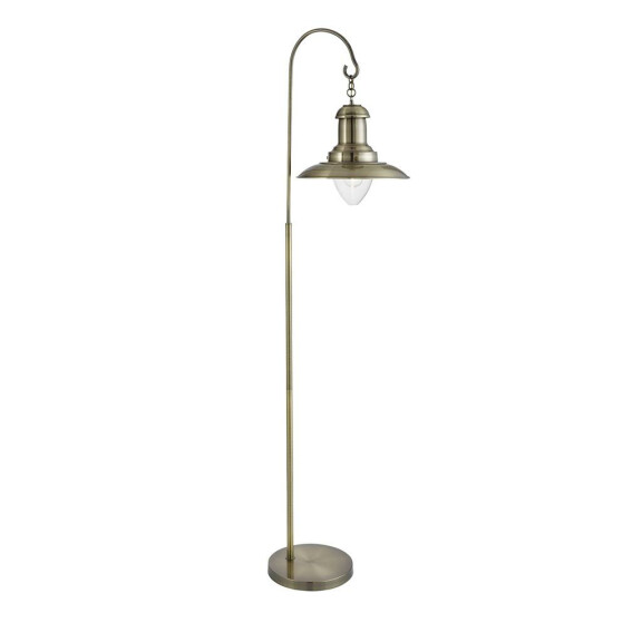 EU6502AB Fisherman Lampa podłogowa - antyczny mosiądz & Clear szkło Shade Searchlight