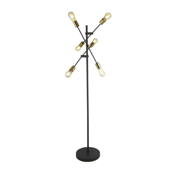 EU8076-6BK Armstrong 6Lt Lampa podłogowa - czarny &amp; satyna Brass Metal Searchlight