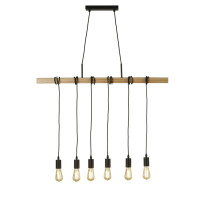 95041-6BR drewnoy 6Lt Bar Lampa wisząca -drewno &amp; czarny Metal Searchlight