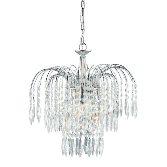 4173-3 Waterfall 3Lt Lampa wisząca - Chrome & kryształ Searchlight
