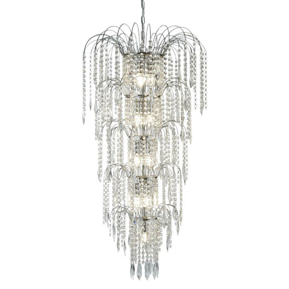 1313-13CC Waterfall 13Lt Tier Żyrandol - Chrome &amp; kryształ Searchlight