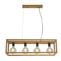 54741-4NA Square 4Lt Lampa wisząca Lampa sufitowa - drewno &amp; czarny Metal Searchlight