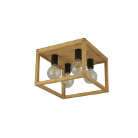 54742-4NA Square 2Lt Flush Lampa sufitowa - drewno &amp; czarny Metal Searchlight