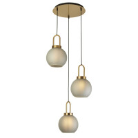 36631-3AC Snowdrop 3Lt Lampa wisząca - Brass &amp; Acid szkło Searchlight