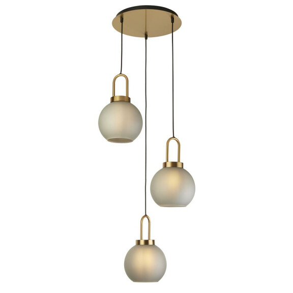 36631-3AC Snowdrop 3Lt Lampa wisząca - Brass &amp; Acid szkło Searchlight