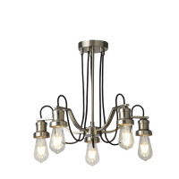 1065-5SS Olivia 5Lt Lampa wisząca - satyna srebrny with czarny Braided Cable Searchlight