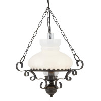 576RU Oil Lampa wisząca - Metal &amp; Opal/Clear Chimney szkło Searchlight