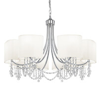 1058-8CC Nina 8Lt Lampa wisząca - Chrome, kryształ &amp; biały abażur Searchlight