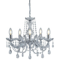 399-5 Marie Therese 5Lt Lampa wisząca - Chrome &amp; Clear kryształ Searchlight