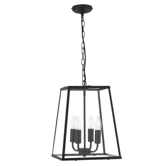 5614BK Lantern Noir 4Lt Lampa wisząca - czarny Metal &amp; szkło Searchlight