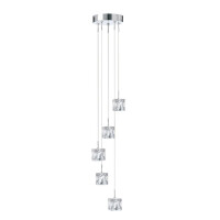 6775-5-LED Ice Cube 5Lt 1.16m LED Multi-Drop Lampa wisząca - szkło &amp; Chrome Searchlight