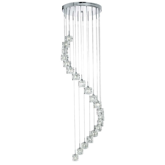 6720-20-LED Ice Cube 20Lt 1.8m LED Multi-Drop Lampa wisząca - szkło &amp; Chrome Searchlight