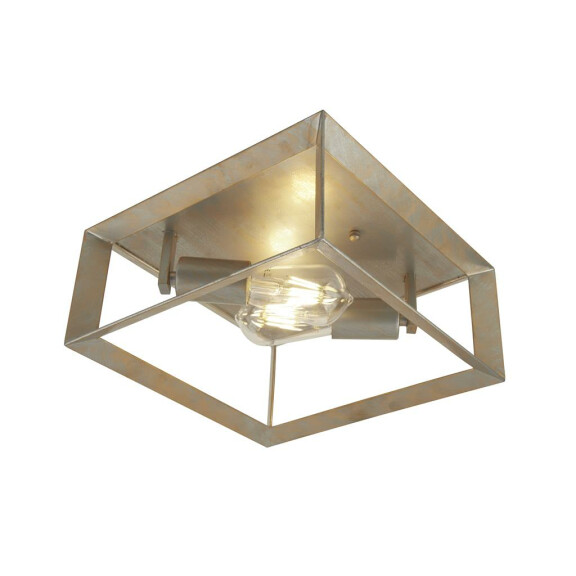 2412-2SI Heaton 2Lt Flush Lampa sufitowa - Brushed srebrny/złoty Searchlight
